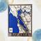 Map of the San Francisco Bay Area including the Pacific Ocean and a compass in the bottom left. Custom Beach House Wall Art Personalized